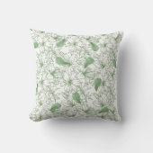 緑と白の美的花模様付き枕 クッション (正面)