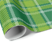緑と白の聖パトリック付加プレイドパターン ラッピングペーパー (ロールコーナー)