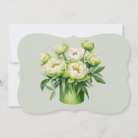 緑と白の芍薬の花 あなたは私のブライズメイドになってくれる? 招待状 (裏面)