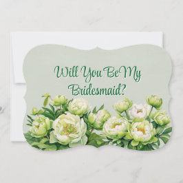 緑と白の芍薬の花　あなたは私のブライズメイドになってくれる？ 招待状
