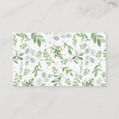 緑と白の花おむつラッフルゲームカード 名刺 (裏面)