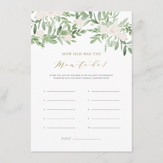 緑と白の花お母さんの年齢 エンクロージャーカード (正面)