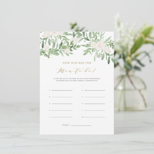 緑と白の花お母さんの年齢 エンクロージャーカード (スタンド正面)