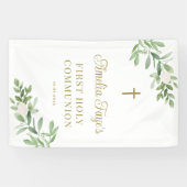 緑と白の花が聖餐式に 横断幕 (横)