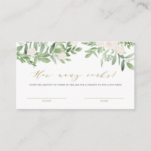 緑と白の花どのように多くのコルクのゲームカード プレイスカード (正面)