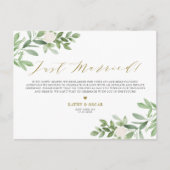 緑と白の花のたった今結婚しました結婚ズ 案内ポストカード (正面)