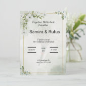 緑と白の花のエレガントな花の結婚式招待状 招待状 (スタンド正面)