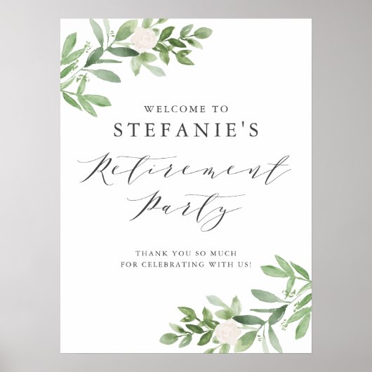 緑と白の花の定年パーティーへようこそ ポスター (正面)