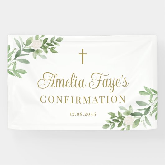 緑と白の花の確認へようこそ 横断幕 (横)