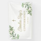 緑と白の花の確認へようこそ 横断幕 (縦)