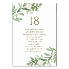 緑と白の花の金ゴールド結婚の座席 テーブルナンバー