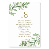 緑と白の花の金ゴールド結婚の座席 テーブルナンバー (裏面)