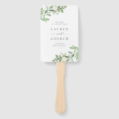 緑と白の花の金ゴールド結婚式 プログラム ハンドファン (正面)