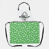 緑と白の花エプロンパーソナライズされた付き エプロン (正面)