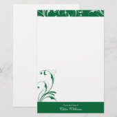 緑と白の花エレガント色 便箋 (正面/裏面)