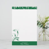 緑と白の花エレガント色 便箋 (スタンド正面)