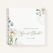 緑と白の花ゲストブエレガントック ノートブック (正面)