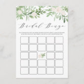 緑と白の花ブライダルシャワービンゴ エンクロージャーカード (正面)