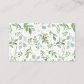 緑と白の花ブライダルシャワー贈り物 エンクロージャーカード (裏面)