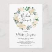 緑と白の花ブライダルシャワー インビテーションポストカード (正面)