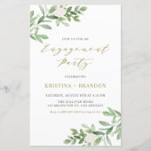 緑と白の花婚約招待状 (正面)