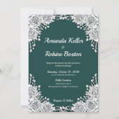 緑と白の花柄の結婚式招待状 招待状 (正面)