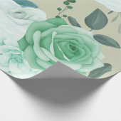 緑と白の花模様 ラッピングペーパー (角)