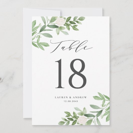 緑と白の花灰色の表の番号 (正面)