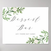 緑と白の花結婚のデザートバー ポスター (正面)