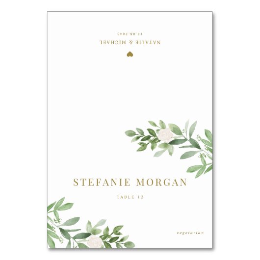 緑と白の花結婚の座席表 テーブルナンバー (正面)