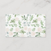 緑と白の花結婚の登録カード プレイスカード (裏面)