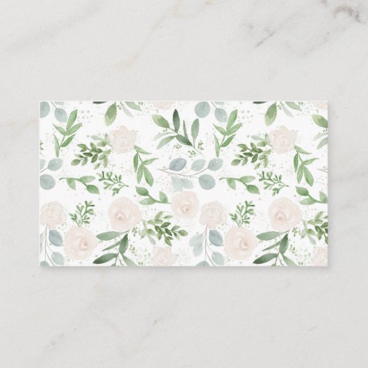 緑と白の花結婚の登録カード プレイスカード (裏面)