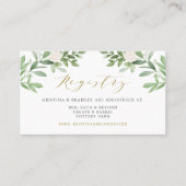 緑と白の花結婚の登録カード プレイスカード (正面)
