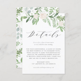 緑と白の花結婚の詳細 エンクロージャーカード