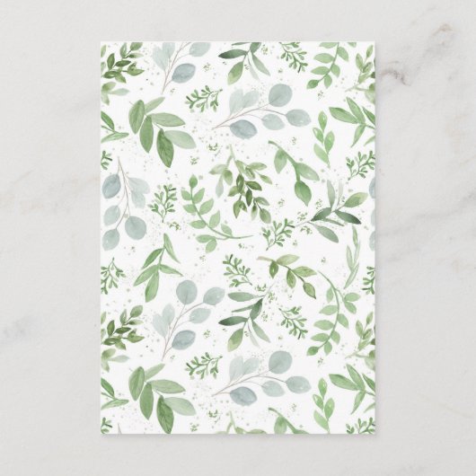 緑と白の花結婚の詳細 エンクロージャーカード (裏面)