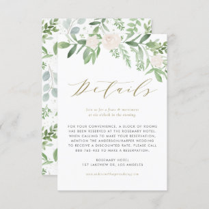 緑と白の花結婚の詳細 エンクロージャーカード