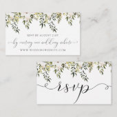 緑と白の花結婚式RSVPオンラインカード エンクロージャーカード (正面/裏面)