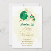 緑と白の花金ゴールドシーティングチャートカード 招待状 (正面)