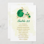 緑と白の花金ゴールドシーティングチャートカード 招待状 (正面/裏面)