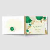 緑と白の花金ゴールド結婚植物 ゲストブック (全面)