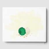 緑と白の花金ゴールド結婚植物 ゲストブック (裏面)