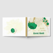 緑と白の花金ゴールド結婚植物 ゲストブック (全面)