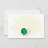 緑と白の花金ゴールド結婚植物 サンキューカード (裏面)