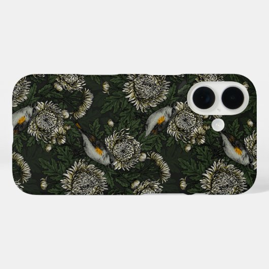 緑と白の菊で赤くなる Case-Mate iPhoneケース (裏面 (横))