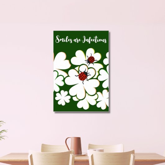 緑と白の葉のハートマークの笑顔は伝染する ポスター