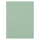 緑と白の葉のプリント テーブルクロス (正面)