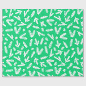 緑と白の葉柄 ラッピングペーパー (フラット)