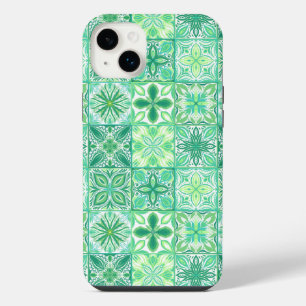 緑と白の装飾タイル iPhone 14 PLUSケース