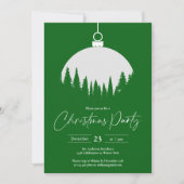 緑と白の装飾ボールクリスマスパーティー 招待状 (正面)