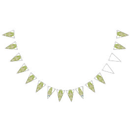 緑と白の装飾的な壁紙 バンティングフラッグ